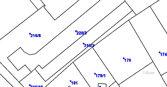 Parcela st. 216/2 v KÚ Hlučín, Katastrální mapa