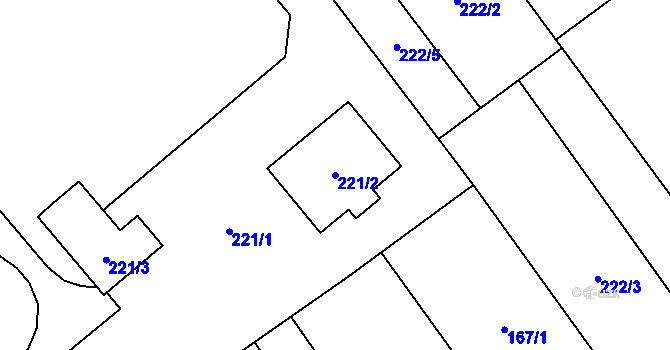 Parcela st. 221/2 v KÚ Hlučín, Katastrální mapa