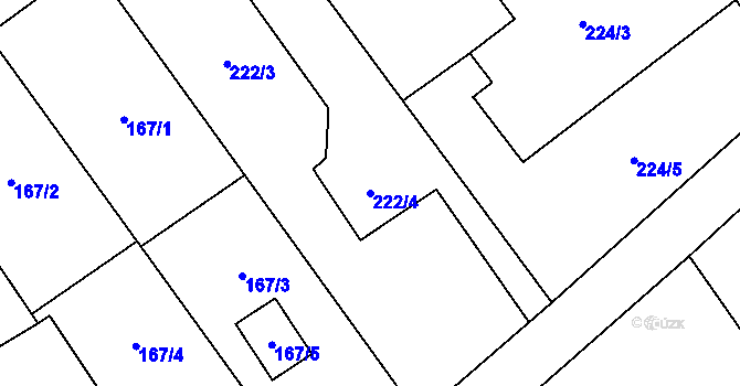 Parcela st. 222/4 v KÚ Hlučín, Katastrální mapa
