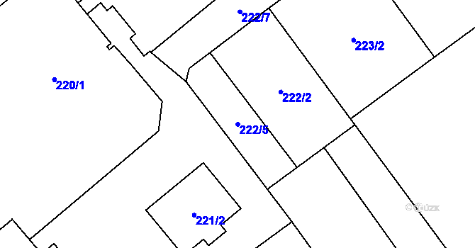 Parcela st. 222/5 v KÚ Hlučín, Katastrální mapa