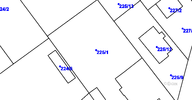 Parcela st. 225/1 v KÚ Hlučín, Katastrální mapa