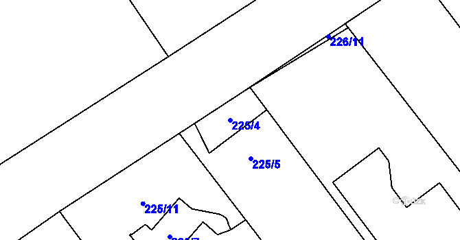 Parcela st. 225/4 v KÚ Hlučín, Katastrální mapa
