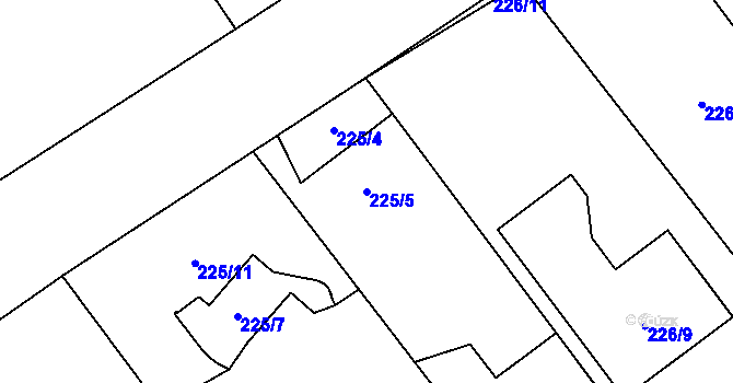 Parcela st. 225/5 v KÚ Hlučín, Katastrální mapa