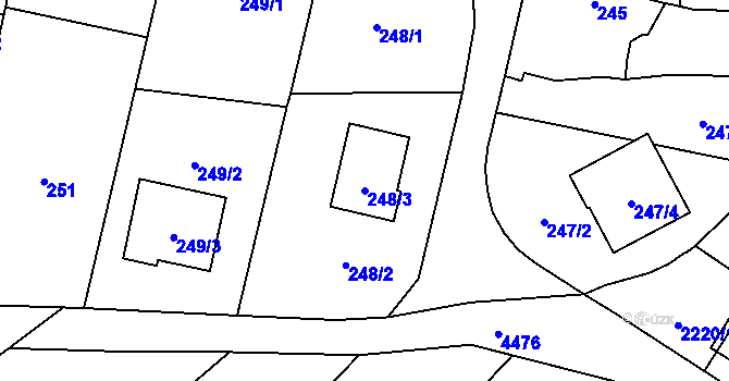Parcela st. 248/3 v KÚ Hlučín, Katastrální mapa