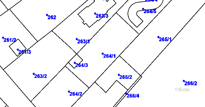 Parcela st. 264/1 v KÚ Hlučín, Katastrální mapa