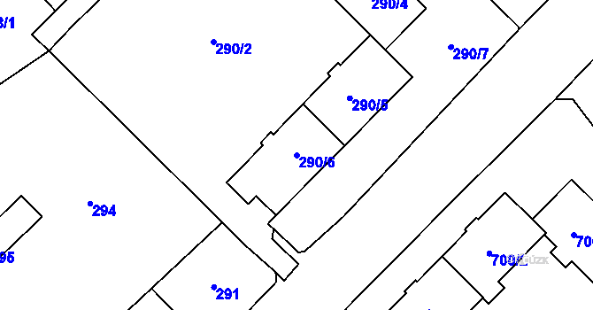 Parcela st. 290/6 v KÚ Hlučín, Katastrální mapa