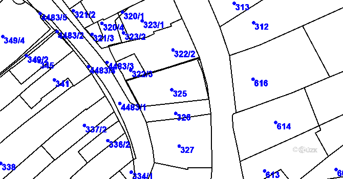 Parcela st. 325 v KÚ Hlučín, Katastrální mapa