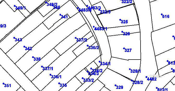 Parcela st. 336/2 v KÚ Hlučín, Katastrální mapa