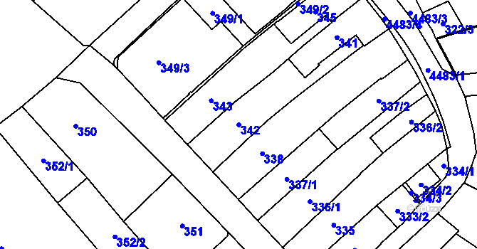 Parcela st. 342 v KÚ Hlučín, Katastrální mapa
