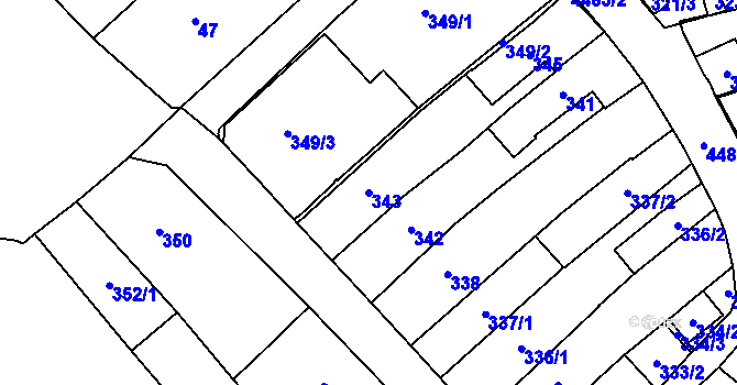 Parcela st. 343 v KÚ Hlučín, Katastrální mapa