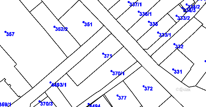 Parcela st. 371 v KÚ Hlučín, Katastrální mapa