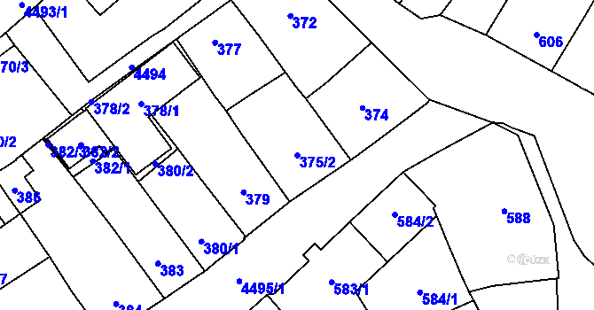 Parcela st. 375/2 v KÚ Hlučín, Katastrální mapa