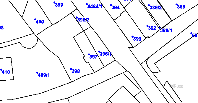 Parcela st. 396/1 v KÚ Hlučín, Katastrální mapa