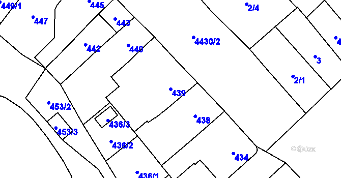 Parcela st. 439 v KÚ Hlučín, Katastrální mapa