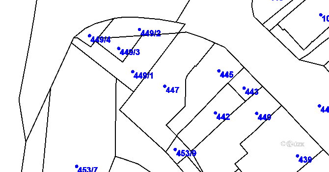Parcela st. 447 v KÚ Hlučín, Katastrální mapa