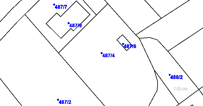 Parcela st. 487/4 v KÚ Hlučín, Katastrální mapa