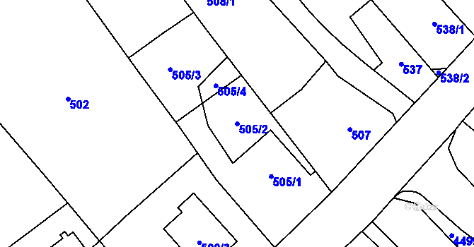 Parcela st. 505/2 v KÚ Hlučín, Katastrální mapa