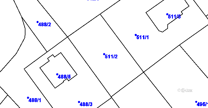 Parcela st. 511/2 v KÚ Hlučín, Katastrální mapa