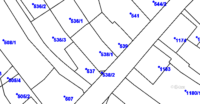 Parcela st. 538/1 v KÚ Hlučín, Katastrální mapa