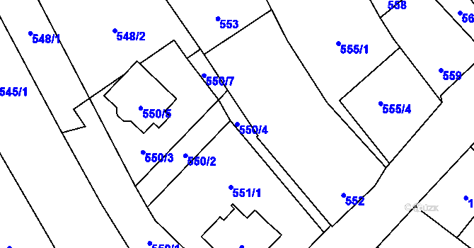 Parcela st. 550/4 v KÚ Hlučín, Katastrální mapa