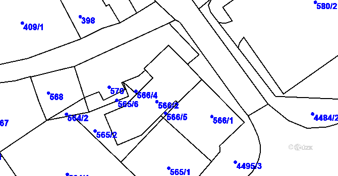 Parcela st. 566/2 v KÚ Hlučín, Katastrální mapa