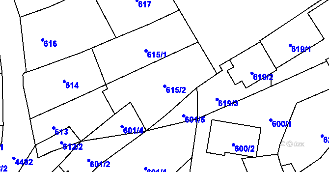 Parcela st. 615/2 v KÚ Hlučín, Katastrální mapa