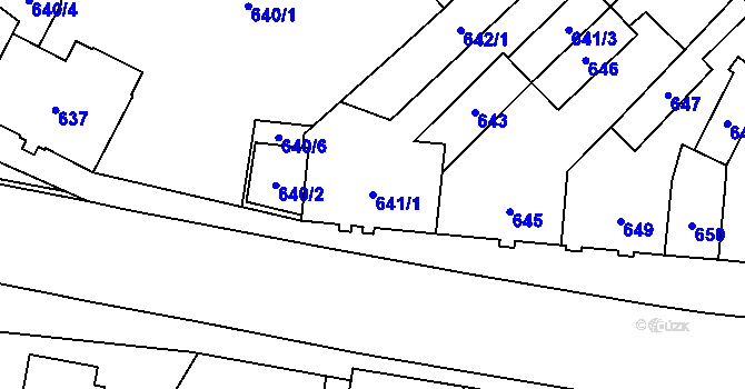 Parcela st. 641/1 v KÚ Hlučín, Katastrální mapa