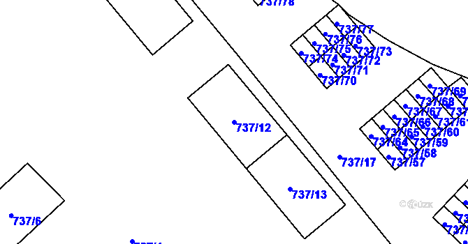 Parcela st. 737/12 v KÚ Hlučín, Katastrální mapa