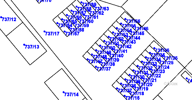 Parcela st. 737/49 v KÚ Hlučín, Katastrální mapa