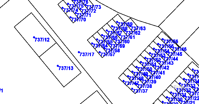 Parcela st. 737/57 v KÚ Hlučín, Katastrální mapa