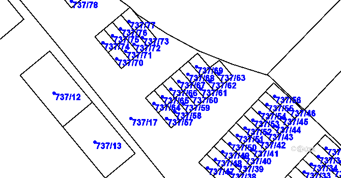 Parcela st. 737/66 v KÚ Hlučín, Katastrální mapa