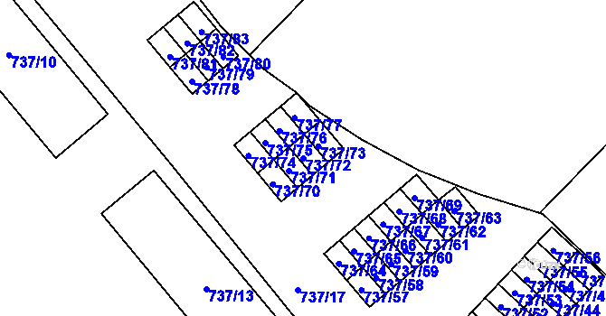 Parcela st. 737/72 v KÚ Hlučín, Katastrální mapa