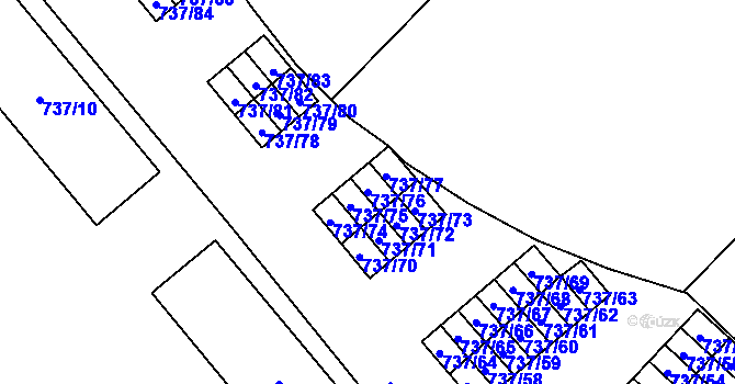 Parcela st. 737/76 v KÚ Hlučín, Katastrální mapa
