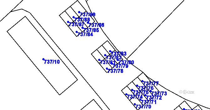 Parcela st. 737/82 v KÚ Hlučín, Katastrální mapa