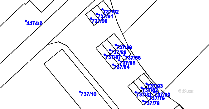 Parcela st. 737/87 v KÚ Hlučín, Katastrální mapa
