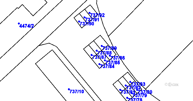 Parcela st. 737/88 v KÚ Hlučín, Katastrální mapa