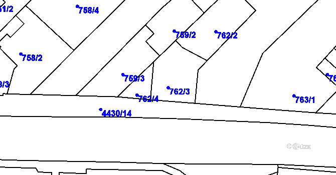 Parcela st. 762/3 v KÚ Hlučín, Katastrální mapa
