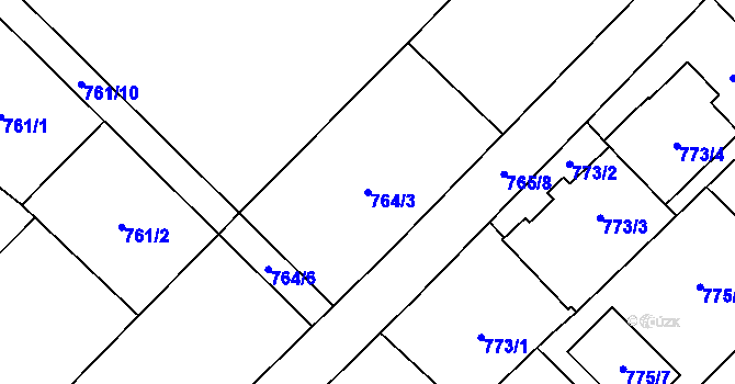 Parcela st. 764/3 v KÚ Hlučín, Katastrální mapa
