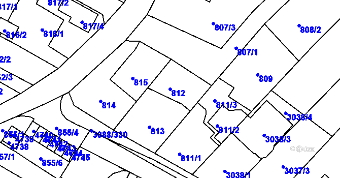Parcela st. 812 v KÚ Hlučín, Katastrální mapa