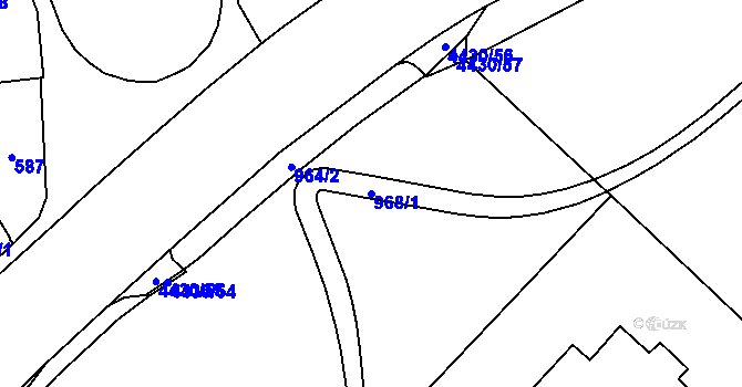 Parcela st. 968/1 v KÚ Hlučín, Katastrální mapa