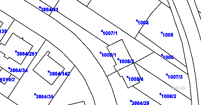 Parcela st. 1008/1 v KÚ Hlučín, Katastrální mapa