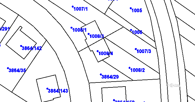 Parcela st. 1008/4 v KÚ Hlučín, Katastrální mapa