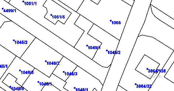Parcela st. 1049/1 v KÚ Hlučín, Katastrální mapa