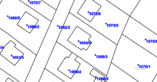 Parcela st. 1069/6 v KÚ Hlučín, Katastrální mapa