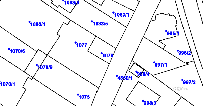 Parcela st. 1079 v KÚ Hlučín, Katastrální mapa