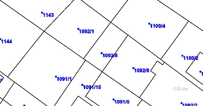 Parcela st. 1092/8 v KÚ Hlučín, Katastrální mapa