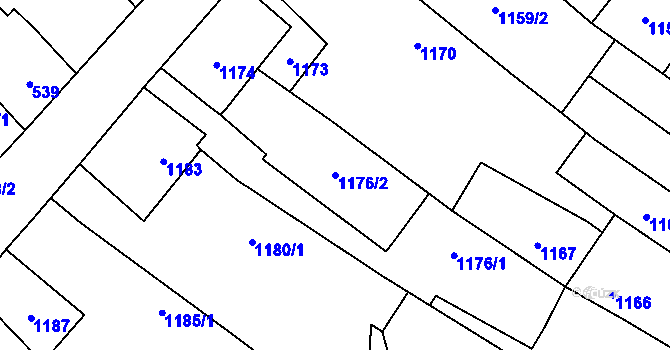 Parcela st. 1176/2 v KÚ Hlučín, Katastrální mapa