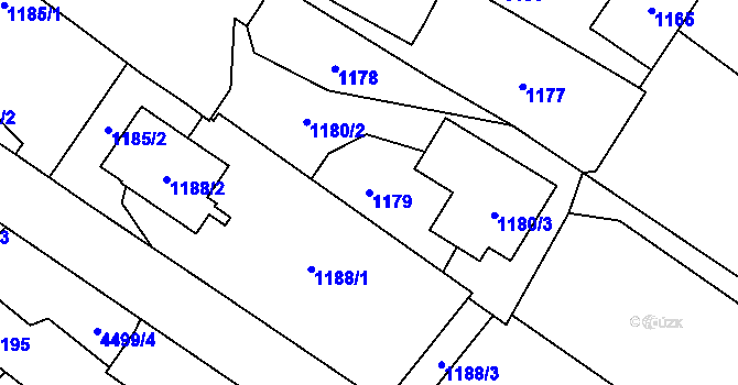 Parcela st. 1179 v KÚ Hlučín, Katastrální mapa