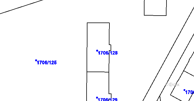 Parcela st. 1706/128 v KÚ Hlučín, Katastrální mapa