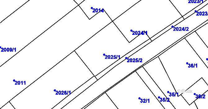 Parcela st. 2025/1 v KÚ Hlučín, Katastrální mapa